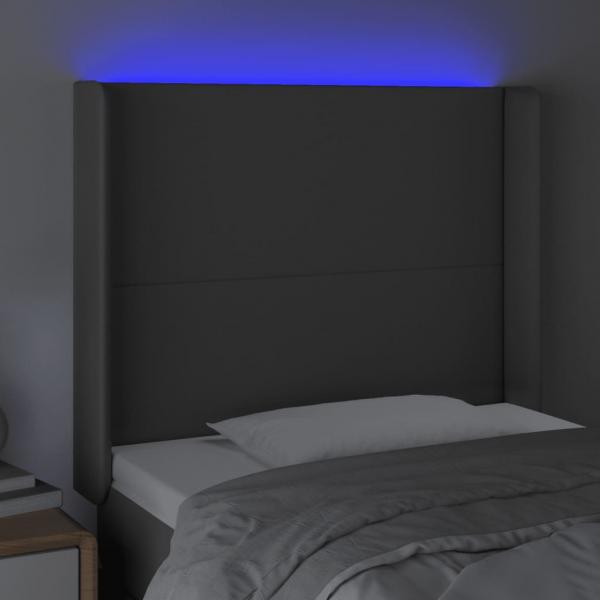 LED Kopfteil Grau 93x16x118/128 cm Kunstleder