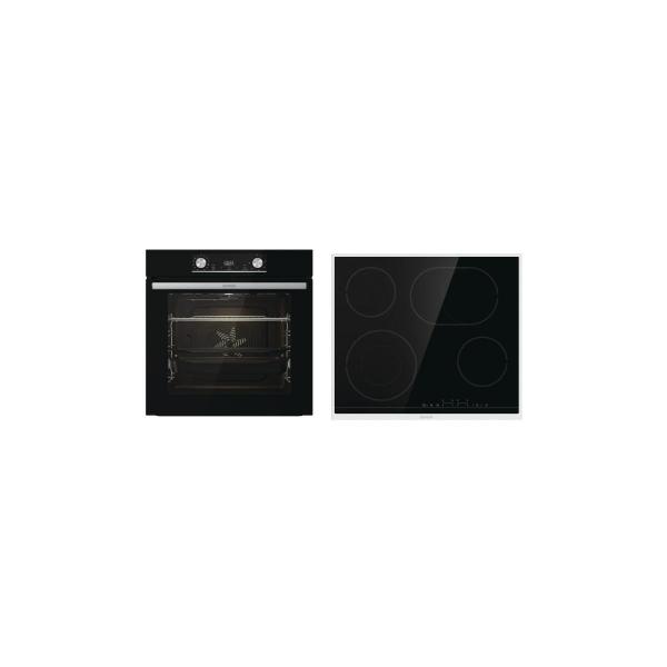 ARDEBO.de Gorenje Black Steam EEK: A Backofen-Set (BOSX6737E06BG+ECT43X) mit Glaskeramikkochfeld, 60 cm breit, 77 L, DC+, Kindersicherung, Grill, Timer, schwarz/Edelstahl