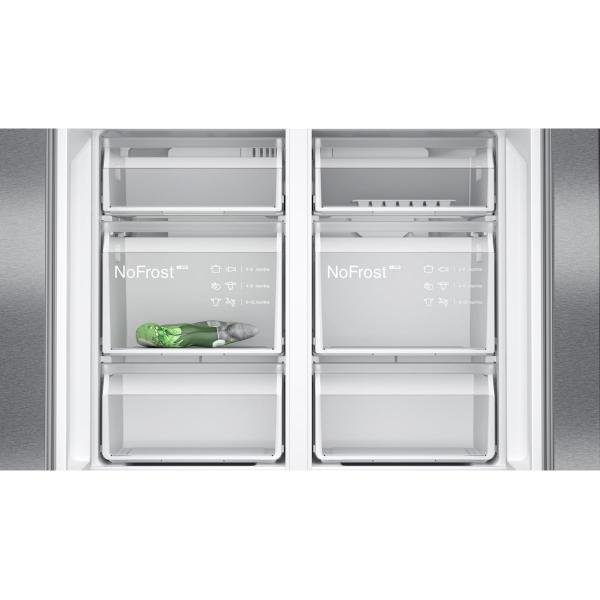 Siemens KF96NAXEA iQ300 Stand Side by Side Kühl-Gefrierkombination, 91 cm breit, 605 L, NoFrost, French-Door, Home Connect, antifingerprint blackSteel