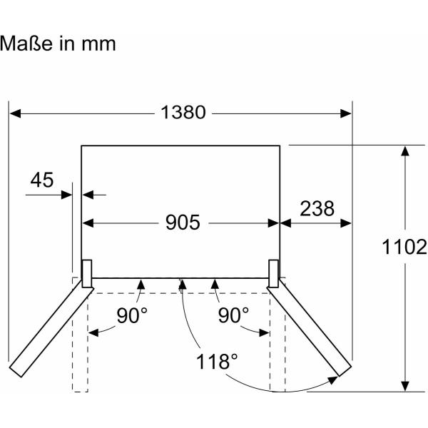 Siemens KF96NAXEA iQ300 Stand Side by Side Kühl-Gefrierkombination, 91 cm breit, 605 L, NoFrost, French-Door, Home Connect, antifingerprint blackSteel