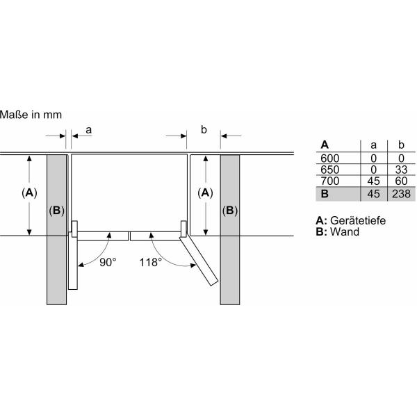 Siemens KF96NAXEA iQ300 Stand Side by Side Kühl-Gefrierkombination, 91 cm breit, 605 L, NoFrost, French-Door, Home Connect, antifingerprint blackSteel