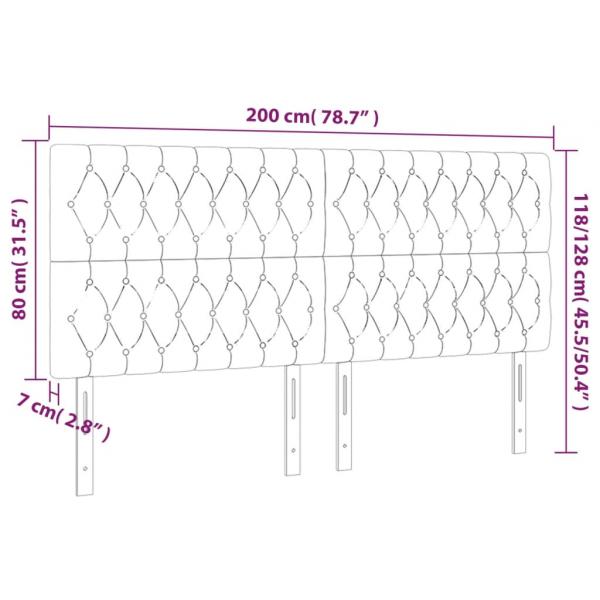LED Kopfteil Schwarz 200x7x118/128 cm Samt