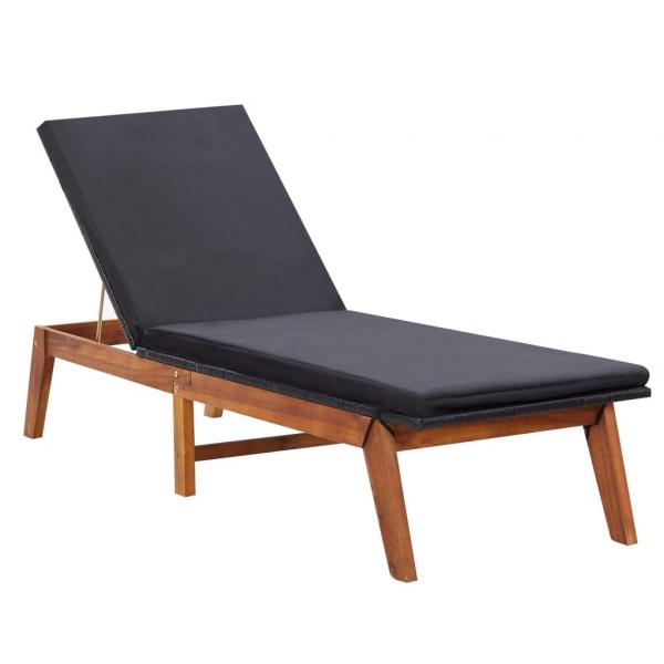 Sonnenliegen 2 Stk. mit Tisch Poly Rattan und Massivholz Akazie