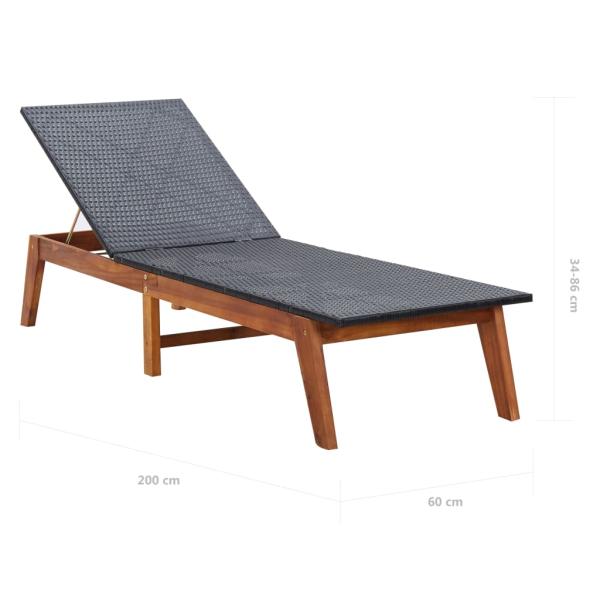 Sonnenliege mit Tisch Poly Rattan und Massivholz Akazie