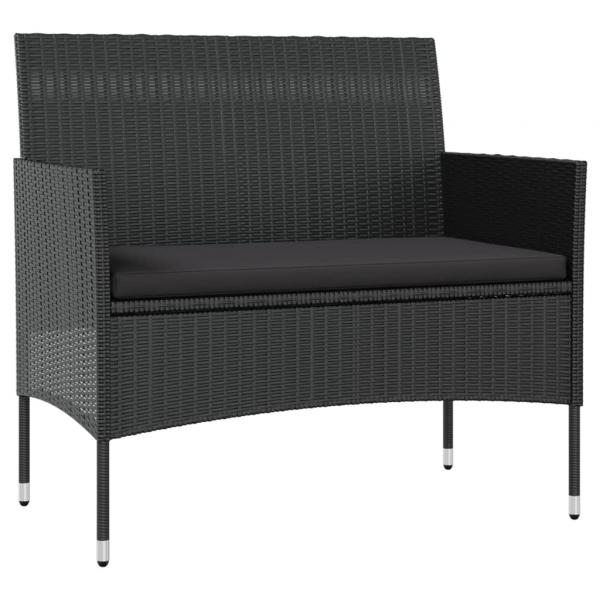 16-tlg. Garten-Lounge-Set mit Auflagen Poly Rattan Schwarz