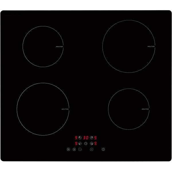 ARDEBO.de Exquisit EKI 601-2 Induktionskochfeld, 59 cm breit, 4 Kochzonen, Kindersicherung, Restwärmeanzeige, TouchControl, ohne Rahmen, schwarz