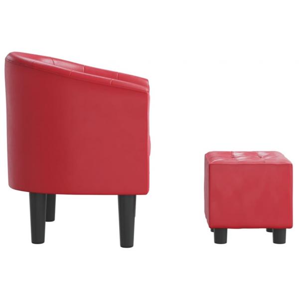 Clubsessel mit Fußhocker Rot Kunstleder