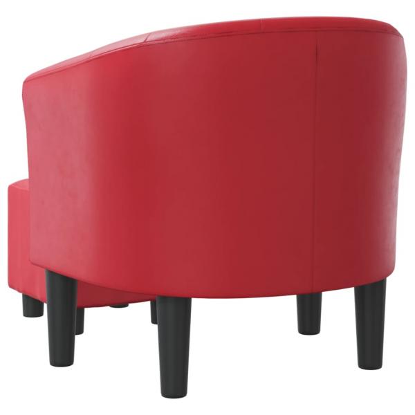 Clubsessel mit Fußhocker Rot Kunstleder