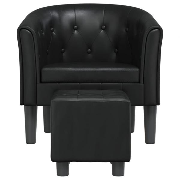 Clubsessel mit Fußhocker Schwarz Kunstleder