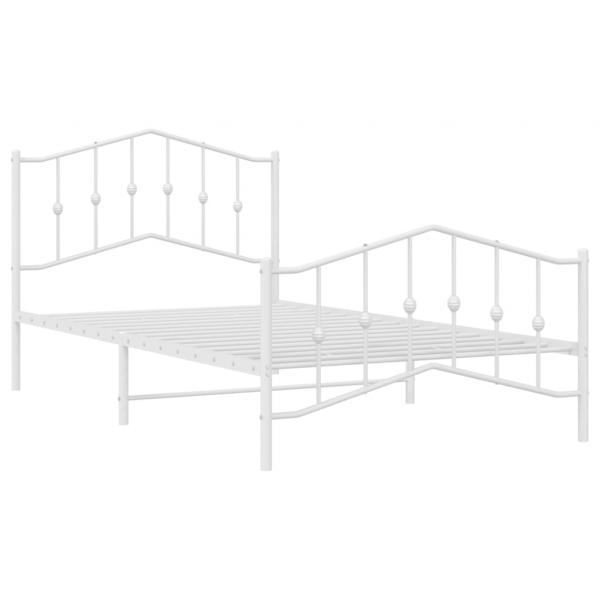 Bettgestell mit Kopf- und Fußteil Metall Weiß 100x200 cm