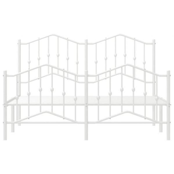 Bettgestell mit Kopf- und Fußteil Metall Weiß 140x190 cm