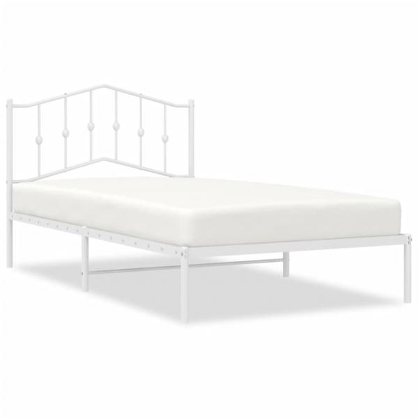 Bettgestell mit Kopfteil Metall Weiß 100x200 cm