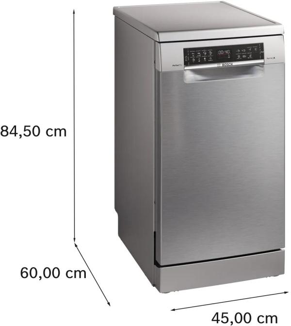 Bosch SPS6YMI14E Serie 6 Standgeschirrspüler, 45 cm breit, 10 Maßgedecke, Silence Plus, 3-fach Rackmatik, Silver Inox
