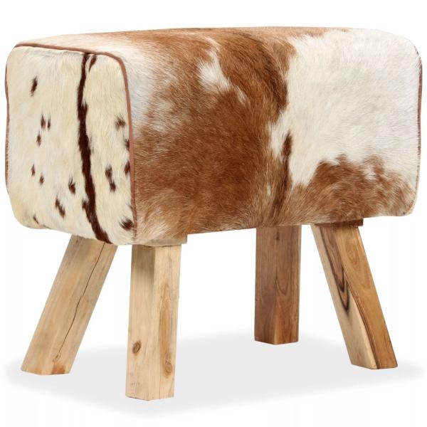 ARDEBO.de - Hocker Echtes Ziegenleder Braun 60 x 30 x 50 cm  