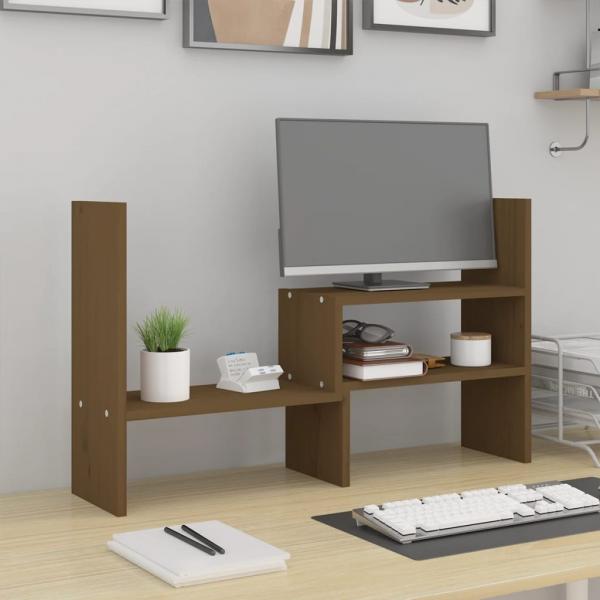 ARDEBO.de - Monitorständer Honigbraun (39-72)x17x43 cm Massivholz Kiefer