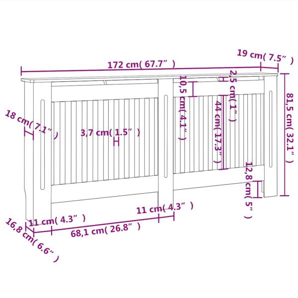 Heizkörperverkleidung 172x19x81,5 cm MDF