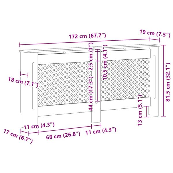 Heizkörperverkleidung 172x19x81,5 cm MDF