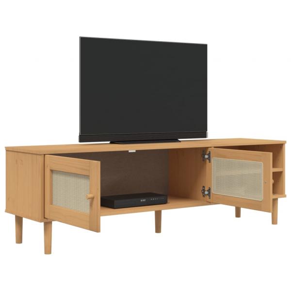 TV-Schrank SENJA Rattan-Optik Braun 158x40x49 cm Kiefernholz