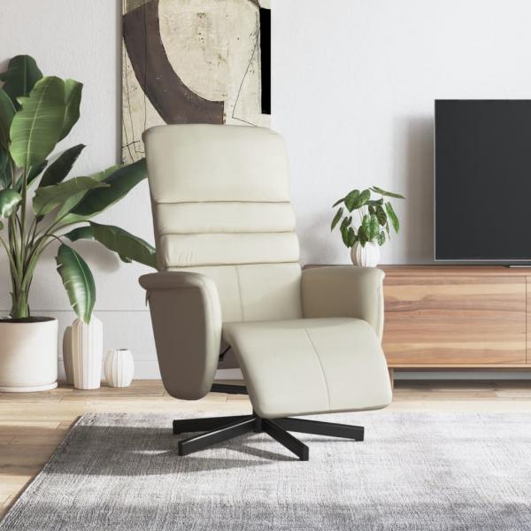 ARDEBO.de - Relaxsessel mit Fußteil Creme Kunstleder