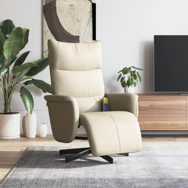 ARDEBO.de - Massagesessel mit Fußteil Creme Kunstleder