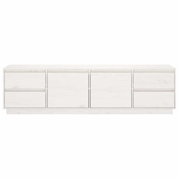 TV-Schrank Weiß 176x37x47,5 cm Massivholz Kiefer