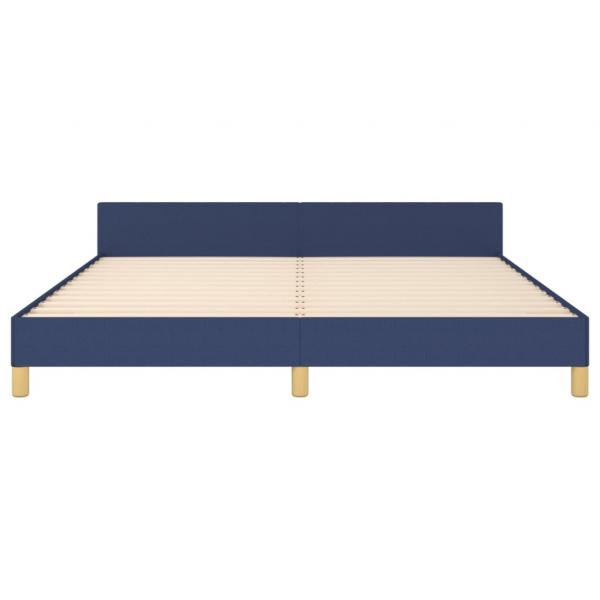 Bettgestell mit Kopfteil Blau 180x200 cm Stoff