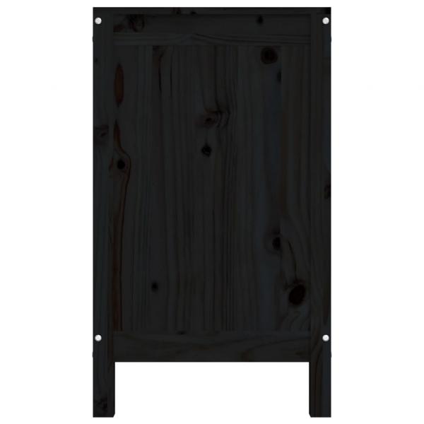 Wäschetruhe Schwarz 88,5x44x76 cm Massivholz Kiefer