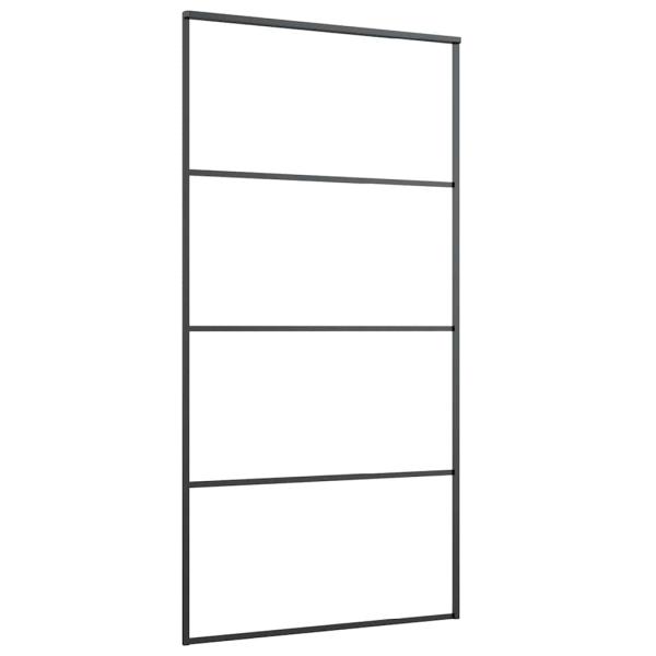 Schiebetür ESG Glas und Aluminium mattiert 102,5x205 cm Schwarz