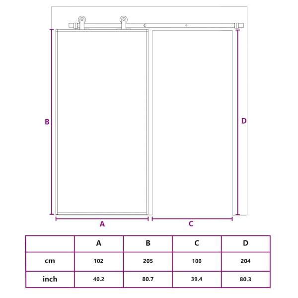 Schiebetür ESG Glas und Aluminium mattiert 102,5x205 cm Schwarz
