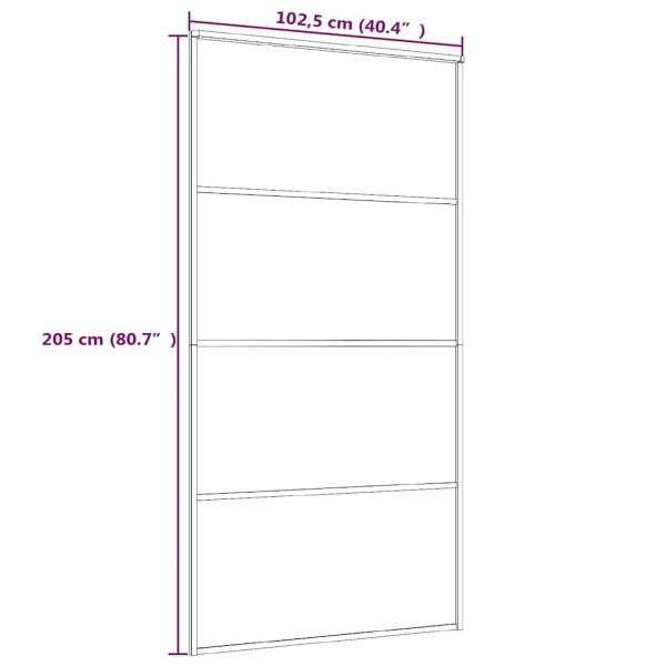 Schiebetür ESG Glas und Aluminium mattiert 102,5x205 cm Schwarz