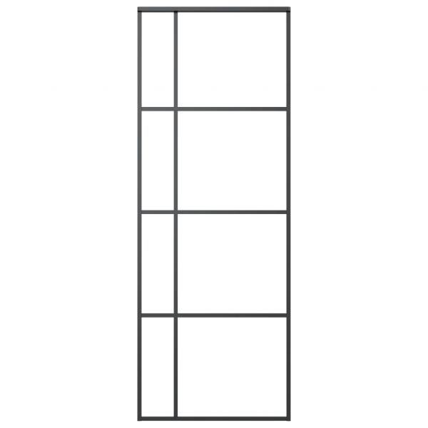 Schiebetür ESG-Glas und Aluminium 76x205 cm Schwarz