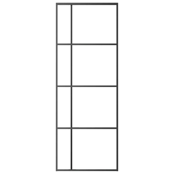 Schiebetür ESG-Glas und Aluminium mattiert 90x205 cm Schwarz