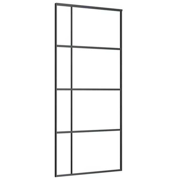 Schiebetür ESG-Glas und Aluminium 90x205 cm Schwarz