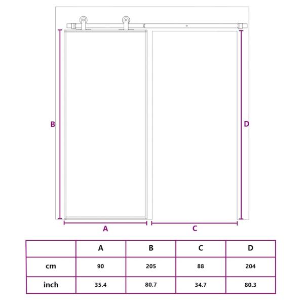 Schiebetür ESG-Glas und Aluminium 90x205 cm Schwarz