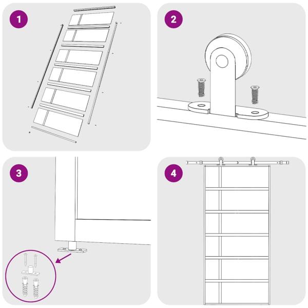 Schiebetür ESG Glas und Aluminium mattiert 102,5x205 cm Schwarz