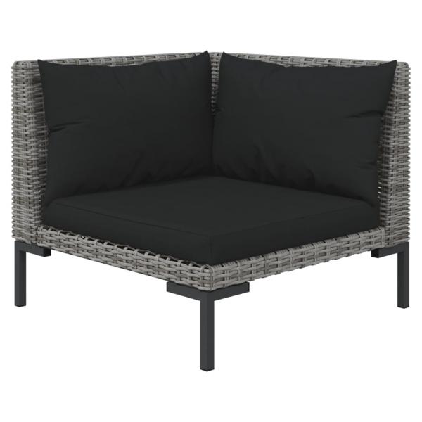 8-tlg. Garten-Lounge-Set mit Kissen Poly Rattan Dunkelgrau
