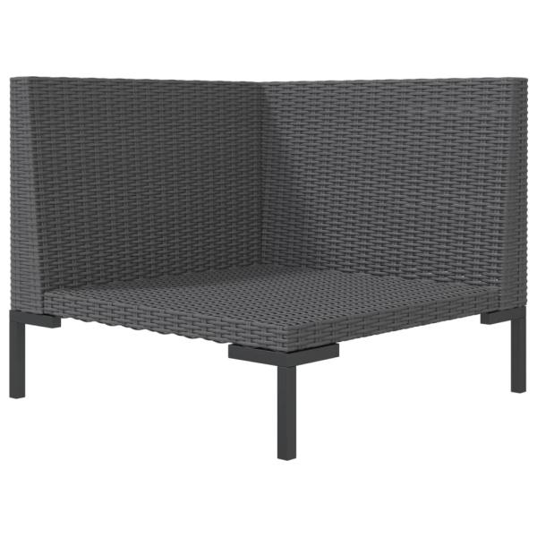 8-tlg. Garten-Lounge-Set mit Kissen Poly Rattan Dunkelgrau