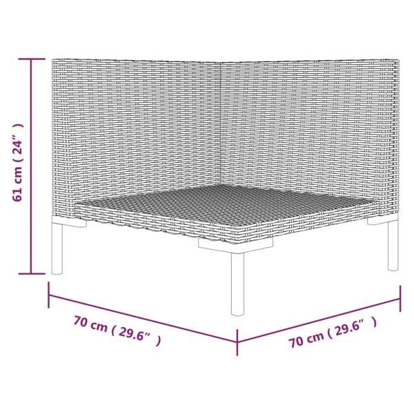 8-tlg. Garten-Lounge-Set mit Kissen Poly Rattan Dunkelgrau