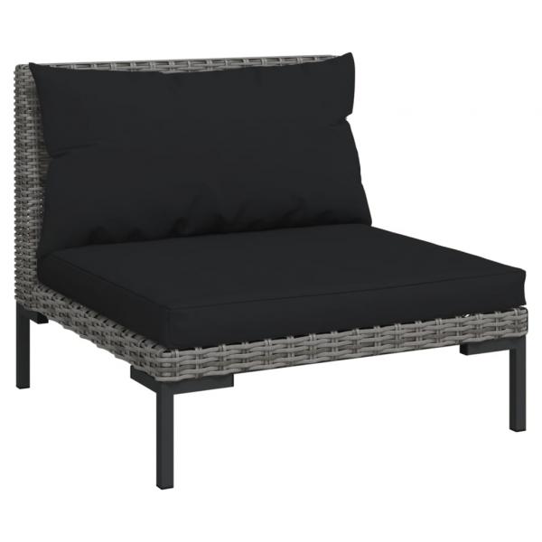 12-tlg. Garten-Lounge-Set mit Kissen Poly Rattan Dunkelgrau