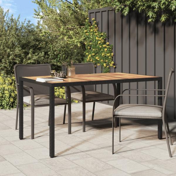 ARDEBO.de - Gartentisch 150x90x75 cm Poly Rattan und Akazienholz Schwarz