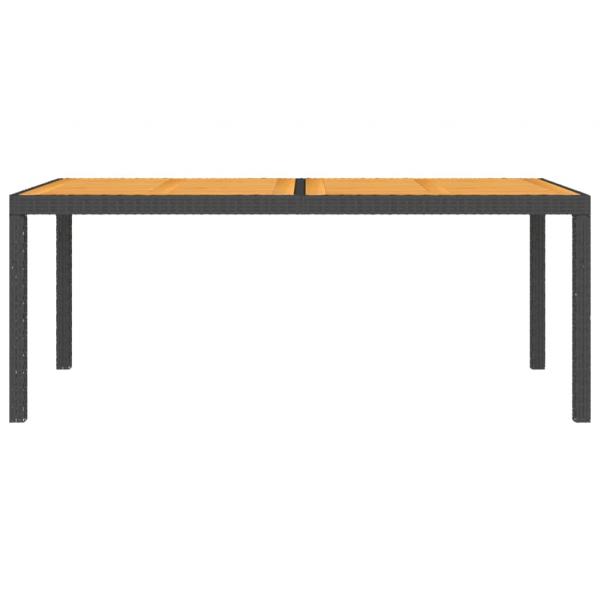 Gartentisch 150x90x75 cm Poly Rattan und Akazienholz Schwarz