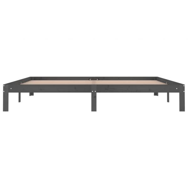 Massivholzbett Grau Kiefer 200x200 cm