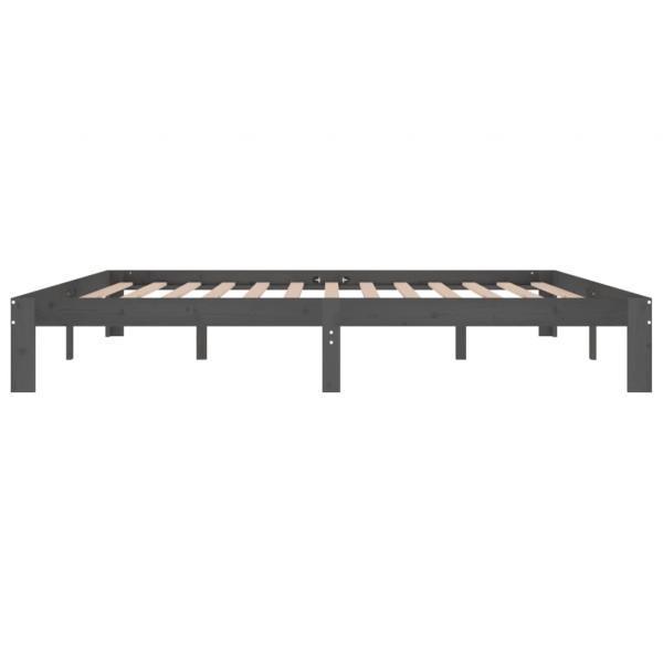 Massivholzbett Grau Kiefer 200x200 cm