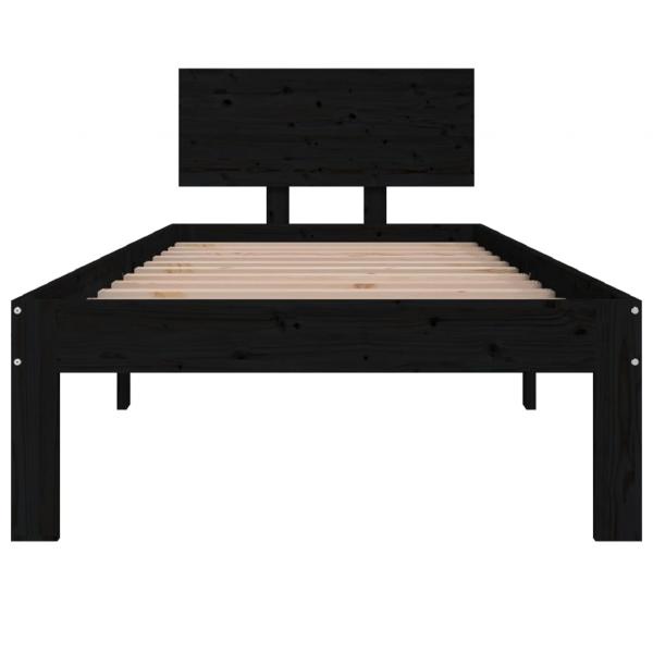 Massivholzbett Schwarz 75x190 cm