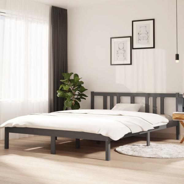 ARDEBO.de - Massivholzbett Grau 150x200 cm