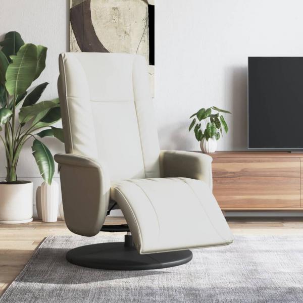 ARDEBO.de - Relaxsessel mit Fußteil Creme Kunstleder