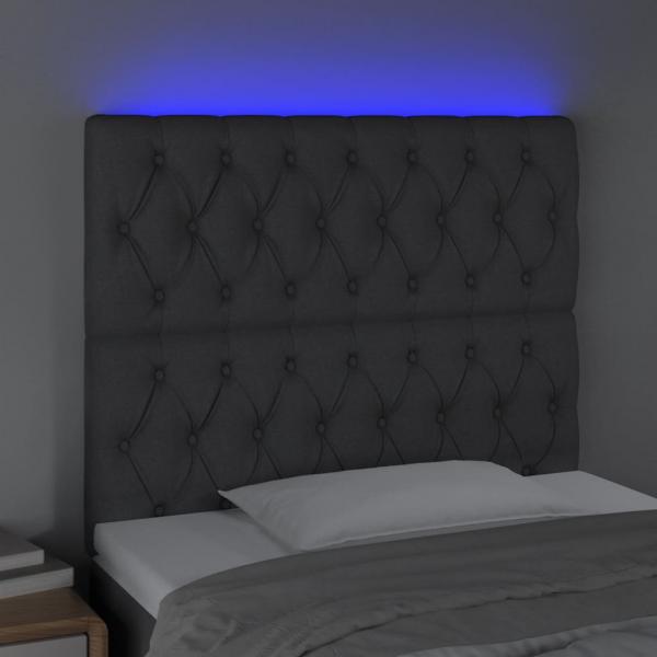 LED Kopfteil Dunkelgrau 90x7x118/128 cm Stoff