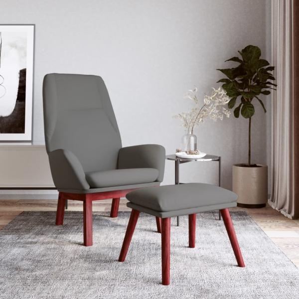ARDEBO.de - Relaxsessel mit Hocker Hellgrau Stoff