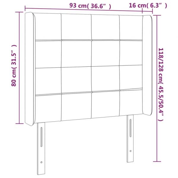 LED Kopfteil Dunkelgrau 93x16x118/128 cm Stoff