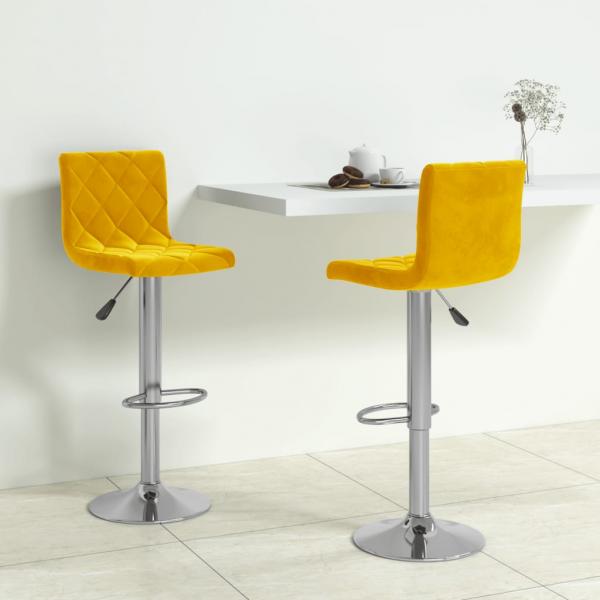 ARDEBO.de - Barhocker 2 Stk. Senfgelb Samt 